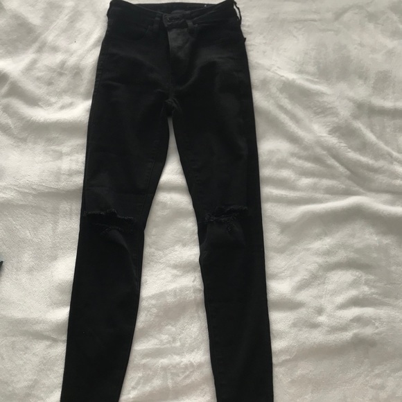 AEO Black Jeans with Knee Rips - Picture 7 of 9